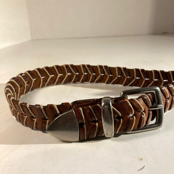 Vintage Hand Tied Brown Saddle Leather with Silver Brass Accents main image 5
